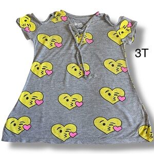 Toddler Girl Gray Emoji Heart Dress Size 3T